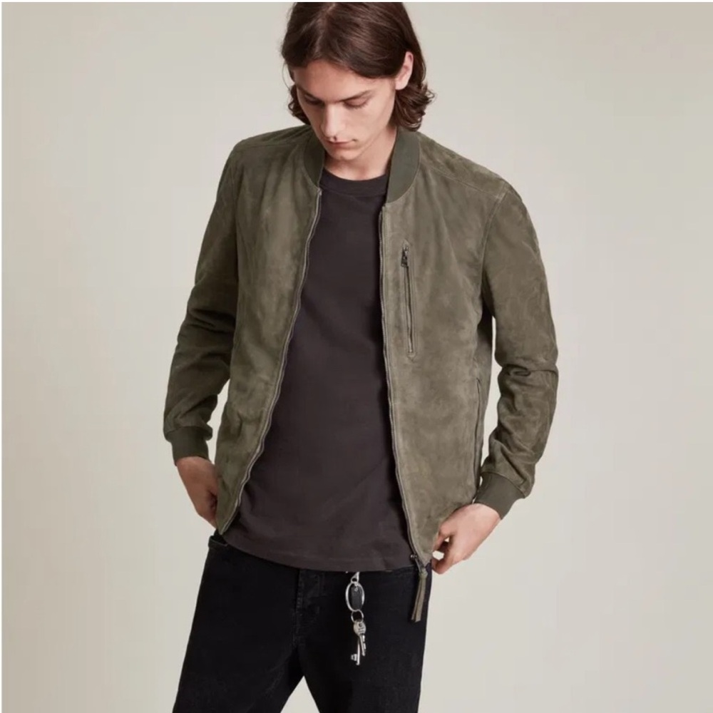 Allsaints Kemble Suede Jacket Green